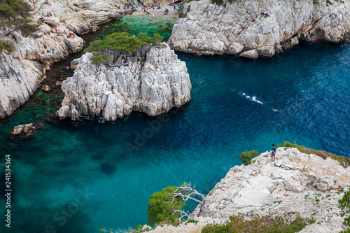 Canvas Print Baigneurs dans les calanques de Marseille