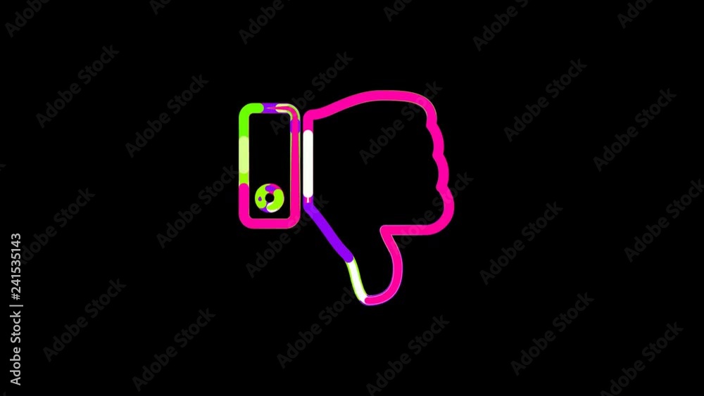 Circles gather in symbol thumbs down. After it crumbles in a line and moves to the camera. Alpha channel black Circles gather in symbol thumbs down. After it crumbles in a line and moves to the camera. Alpha channel black