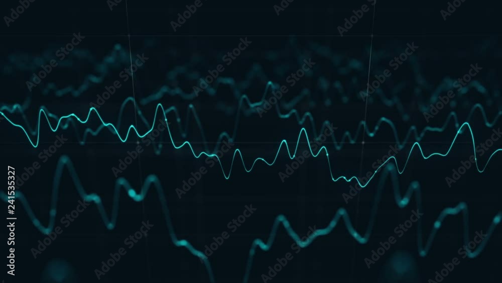 Animation growth of abstract charts with changing values of check points on dark background. Animation of seamless loop.