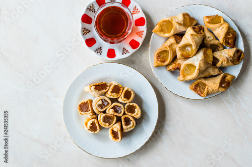 Homemade Turkish Delight Cookies with Traditional Tea / Biscuits.