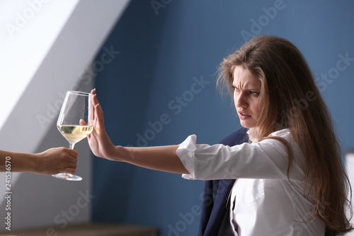 Depressed woman refusing to...