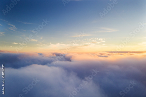 Beautiful sunrise cloudy sky from aerial view