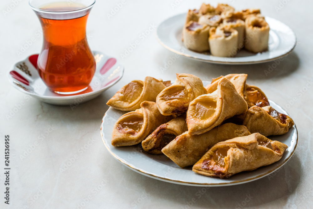Homemade Turkish Delight Cookies with Traditional Tea / Biscuits. Homemade Turkish Delight Cookies with Traditional Tea / Biscuits.