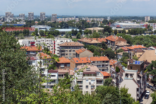 Panoramic cityscape of Plovdiv city from Nebet Tepe hill, Bulgaria