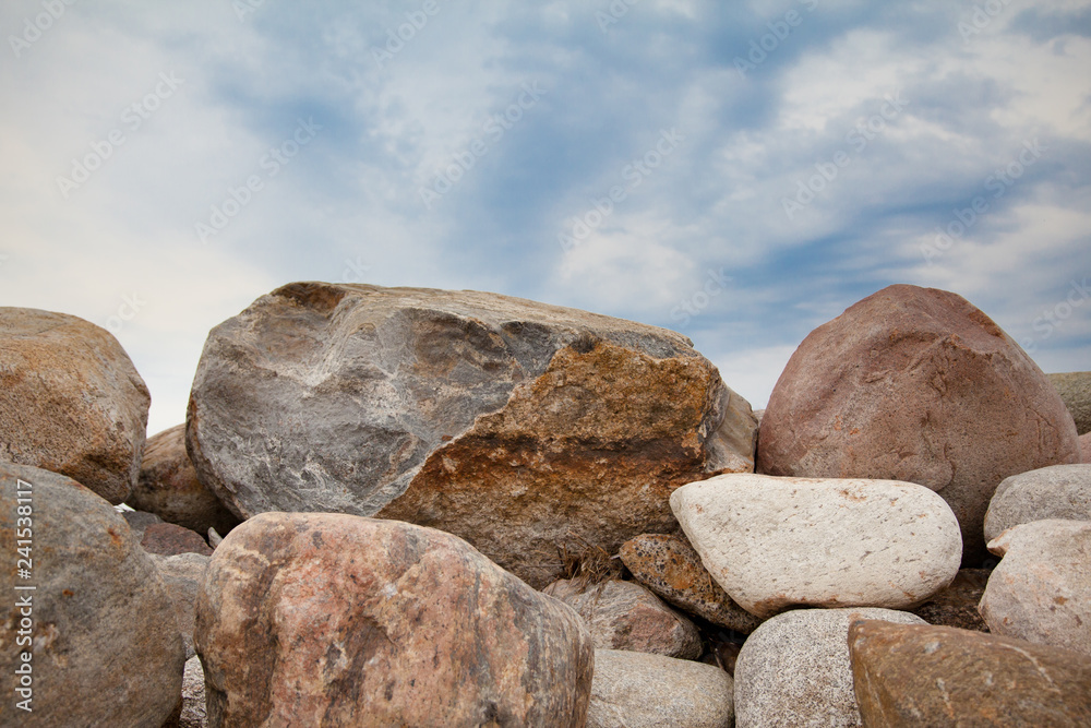 A pile of stones against the sky. A pile of stones against the sky.