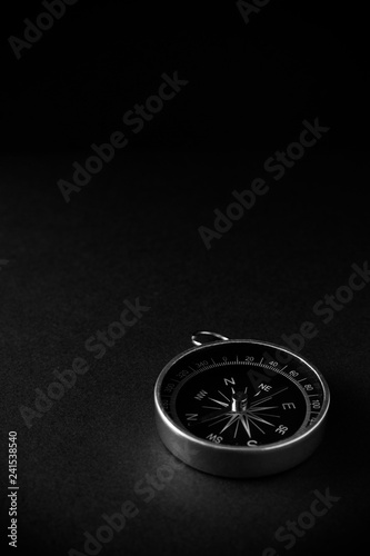 Closeup shot of a metalic compass