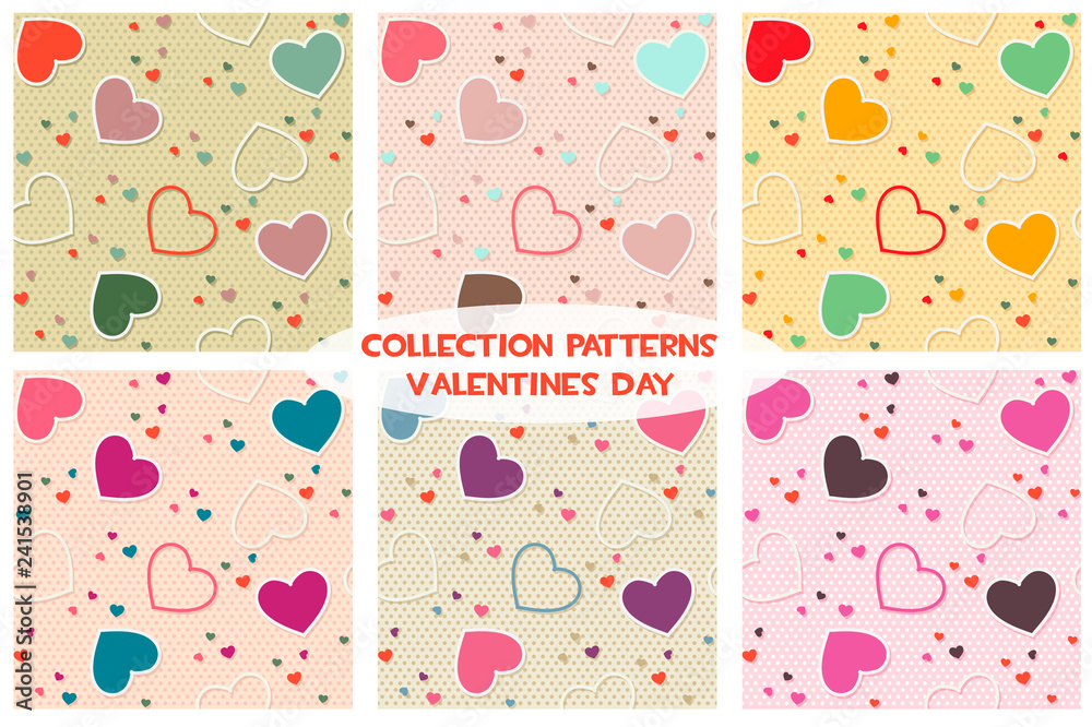 Colored seamless pattern background valentine heart vector illustration printing onto fabric and scrapbook paper