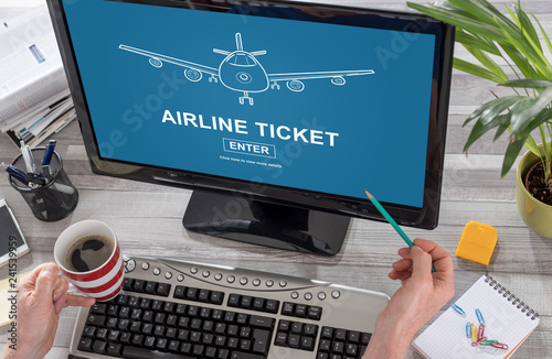 Airline ticket concept on a computer