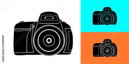 Wallpaper Mural Camera icon in black on a white background with a substrate and examples of use. Torontodigital.ca