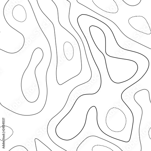 Topographic map lines. Admirable topography map. Black and white seamless design, attractive tileable isolines pattern. Vector illustration.