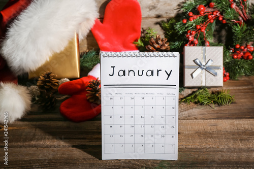 Calendar and Christmas deco...
