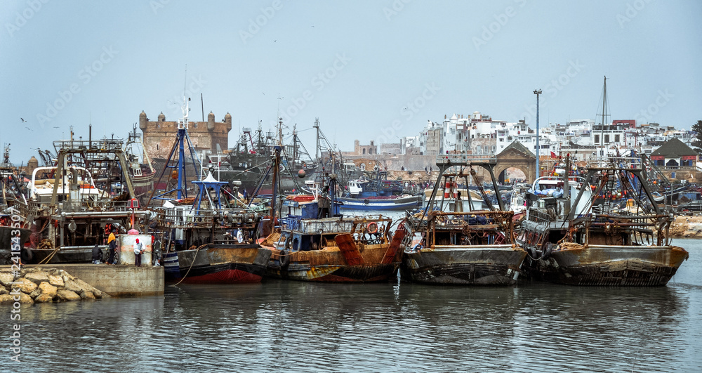 Fisher Boats in the port of Essaouira, Morocco