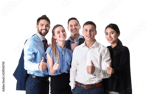 Young people showing thumb-...