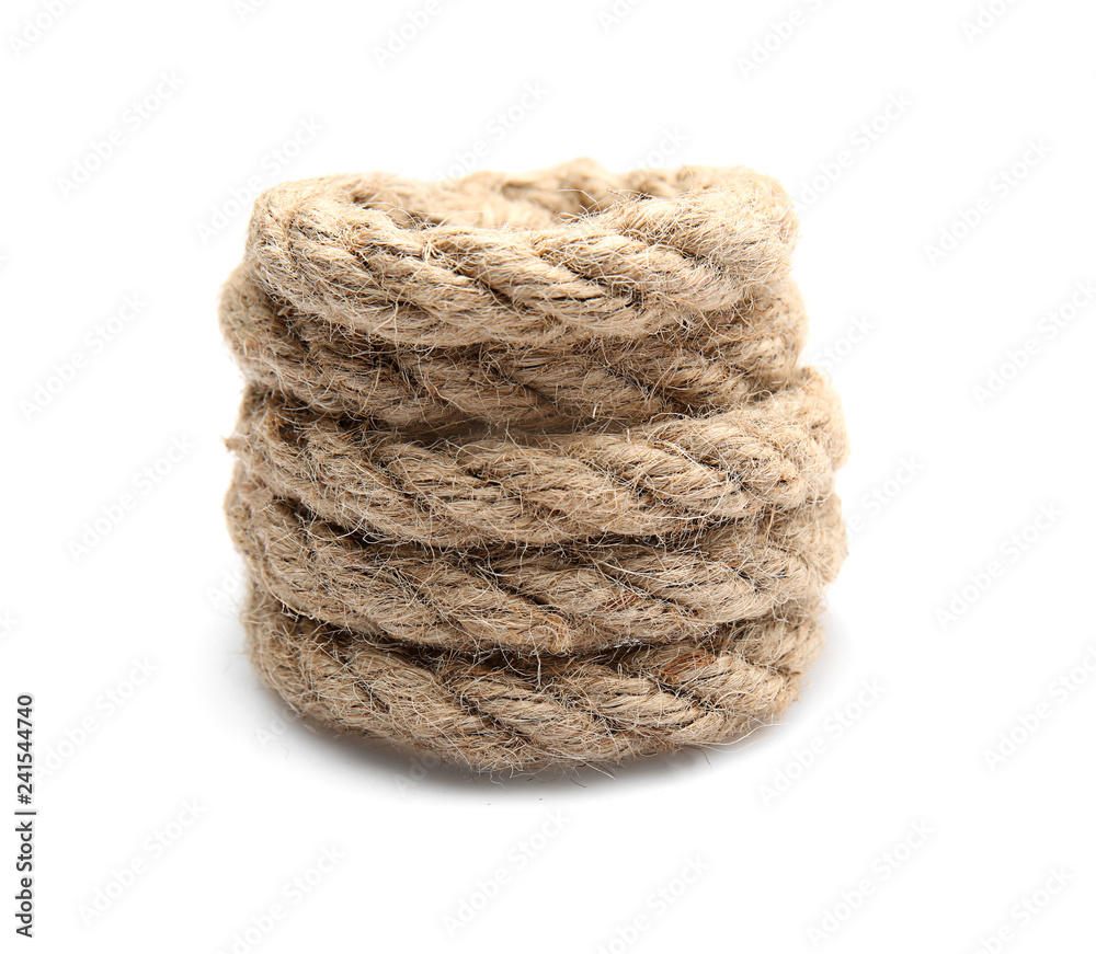 Rolled rope on white background Rolled rope on white background