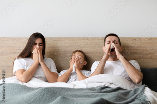 Family ill with flu at home