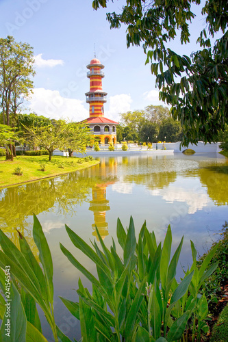 Ho Withun Thasana or Stages Lookout at the Bang Pa-In Palace which is also know as the Summer Palace, Thailand. photo