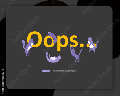 Landing page templates Error page illustration with cat or kitten characters and cat. Page not found. Vector concept illustration for 404 error with Funny cartoon workers