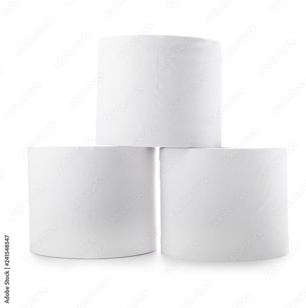 Rolls of toilet paper on white background Rolls of toilet paper on white background