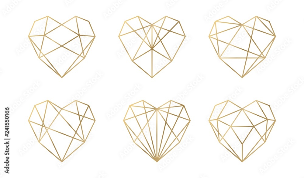 Luxury vector collection of polygonal hearts. Invitation template. Set geometric shape. Luxury vector collection of polygonal hearts. Invitation template. Set geometric shape.