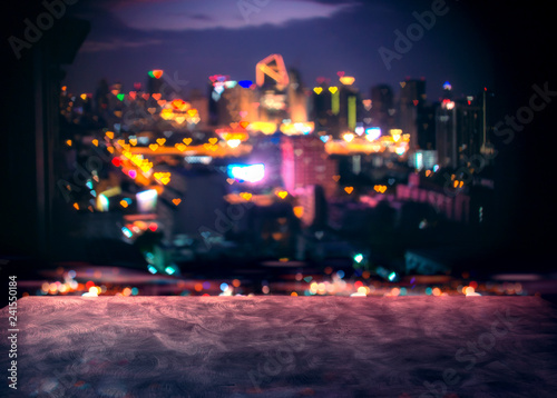 City at Night with heart bokeh.