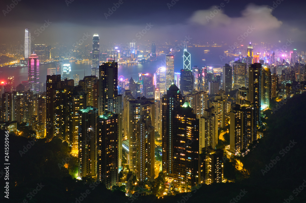Fototapeta premium Hong Kong skyscrapers skyline cityscape view