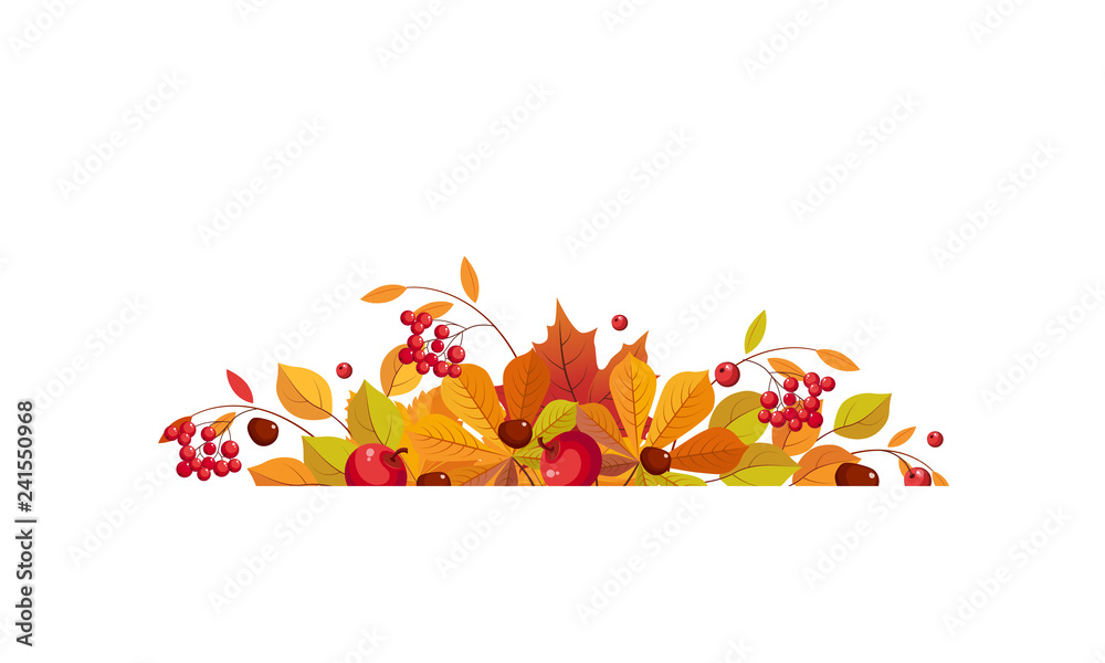 Autumn background with space for text, banner with bright autumn leaves vector Illustration