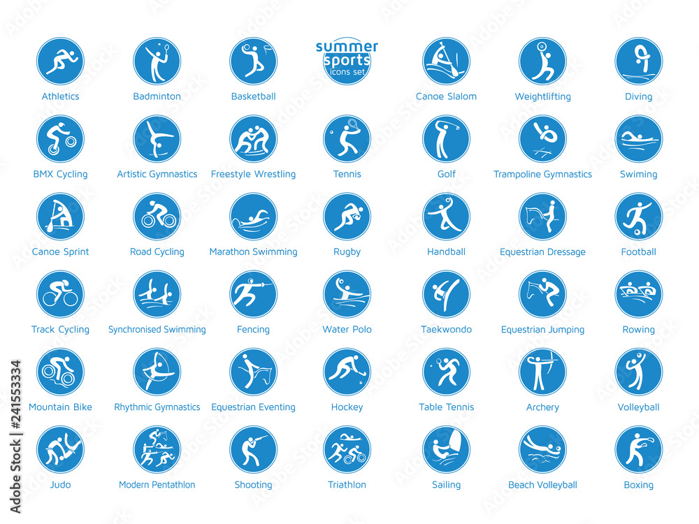 Summer sports icons set, vector pictograms. Summer sports icons set, vector pictograms.