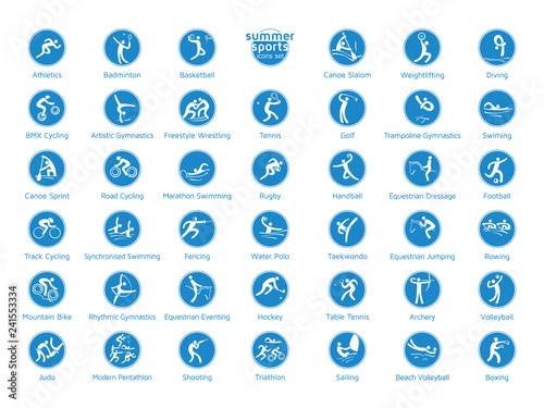 Summer sports icons set, vector pictograms.