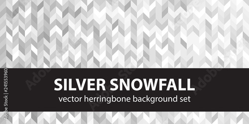 Herringbone pattern set Silver Snowfall. Vector seamless parquet backgrounds