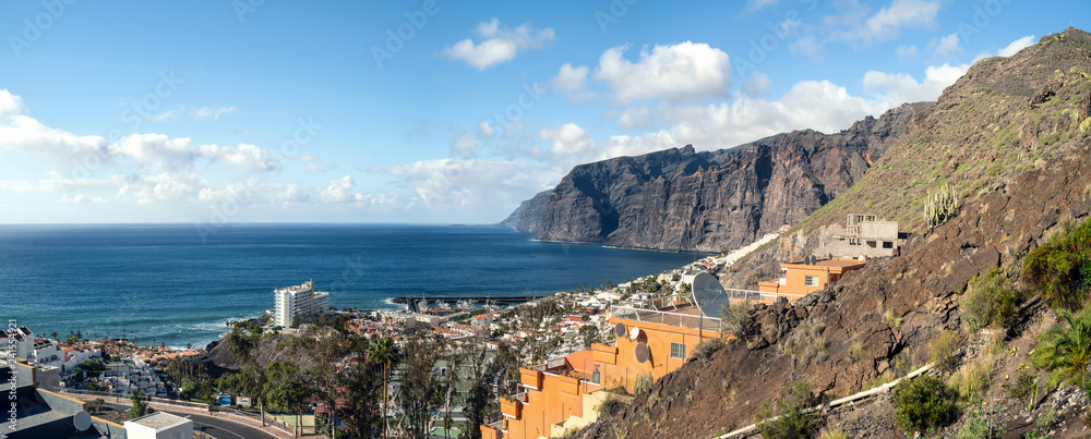 Panorama of Los Gigantes mountaines with atlantic ocean.