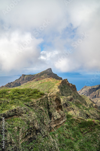 Foggy mountains with clouds on tenerife island, spain.