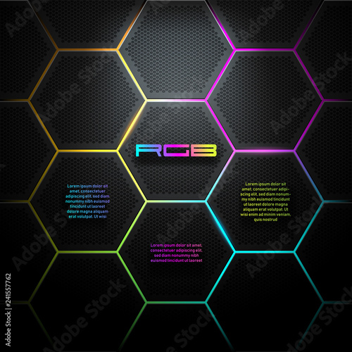 black and color hexagon background