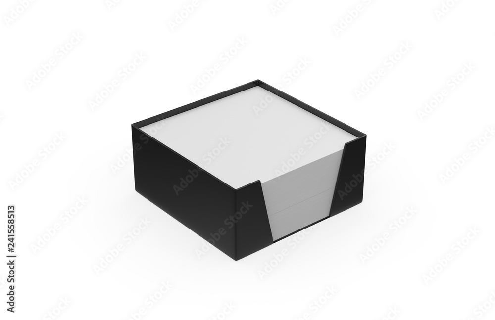 Blank note paper plastic holder mock-up on isolated white background, 3d illustration Blank note paper plastic holder mock-up on isolated white background, 3d illustration