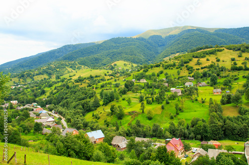 Nature in the mountains  beautiful scenery  beautiful mountain cenery  the Carpathian Mountains  a village in the mountains.