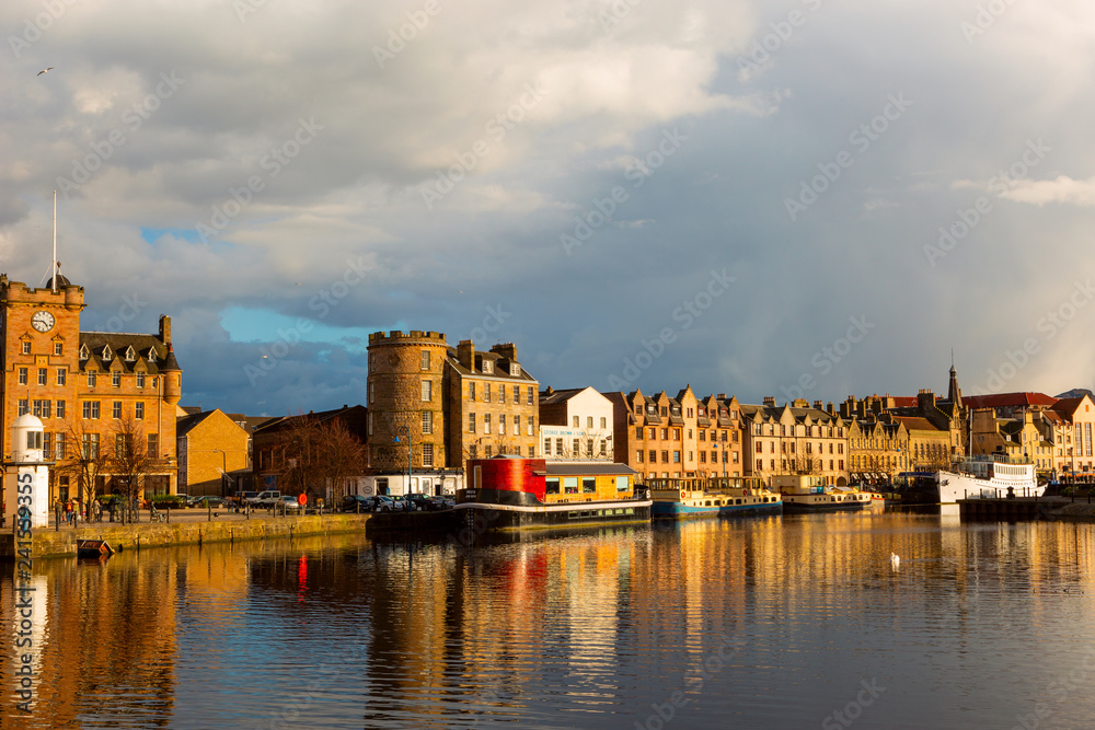 Naklejka premium The Quayside in Port of Leith, the historic district of Edinburgh City