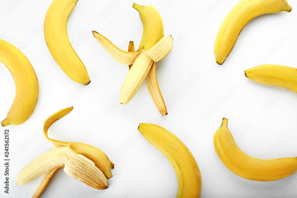 Ripe sweet bananas on white background Ripe sweet bananas on white background