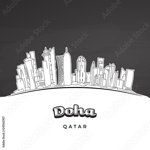 Doha Qatar skyline outline
