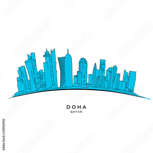 Doha Qatar outline sketch