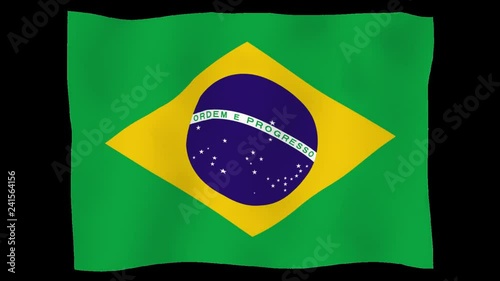 Flag of Brazil, 60 fps, slow motion, lopped, alpha channel
