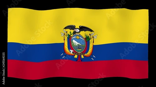 Flag of Ecuador, 60 fps, slow motion, lopped, alpha channel