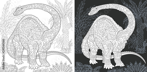 Coloring pages with Brontosaurus dinosaur