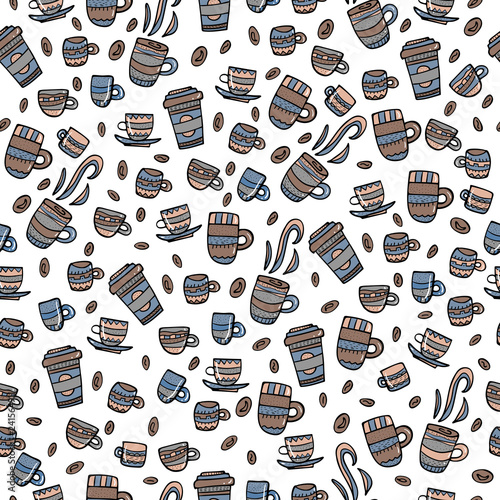 Seamless pattern with coffee. Vector illustration.