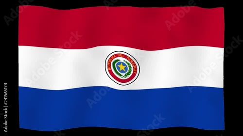 Flag of Paraguay, 60 fps, slow motion, lopped, alpha channel