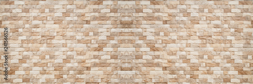 panorama of brown Slate Marble Split Face Mosaic  pattern and background