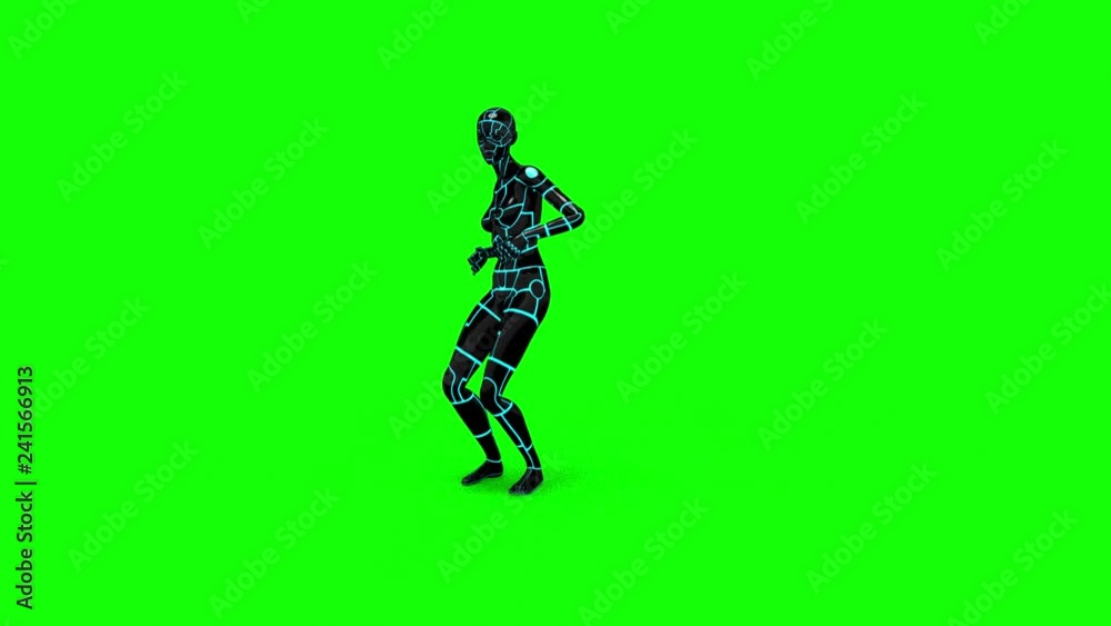 Looping animated 3D dancing robotic cyborg futuristc female doing a ...