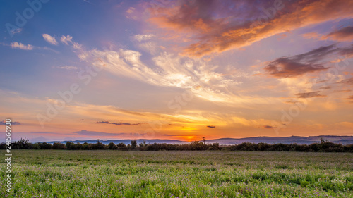 sunset over green field © LeventeZsolt