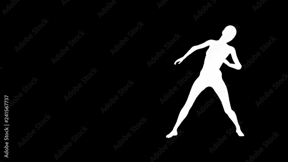 Looping animated 3D dancing female on a masked black background. Looping animated 3D dancing female on a masked black background.