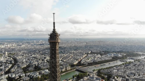 France Paris Aerial Top deck view of Eiffel Tower