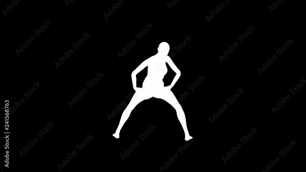Looping animated 3D dancing female on a masked black background. Looping animated 3D dancing female on a masked black background.
