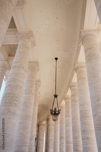 Vatican City, May 5, 2016: Row of modern columns with diminishing perspective